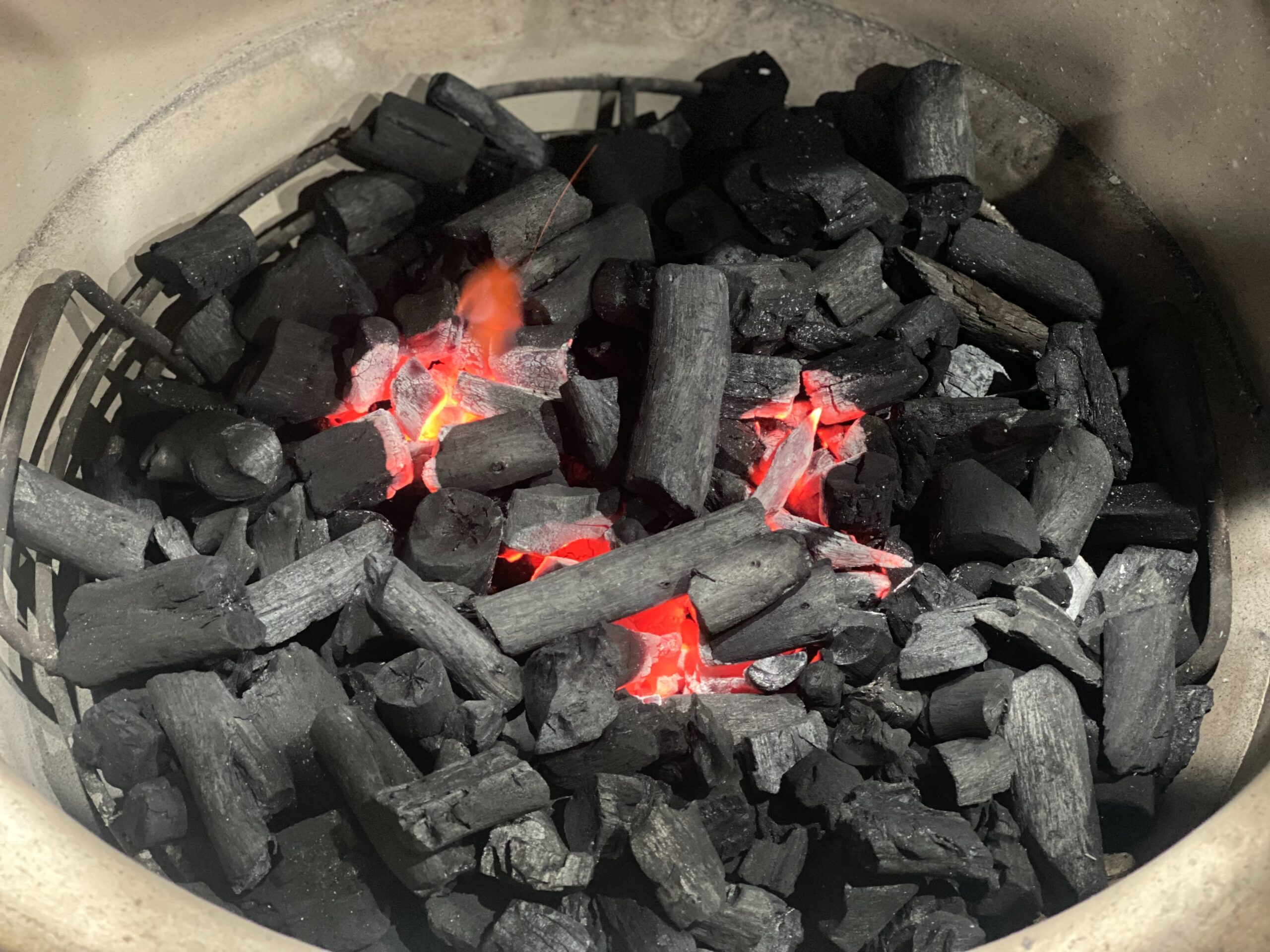 Kamado aansteken stabiele gloed